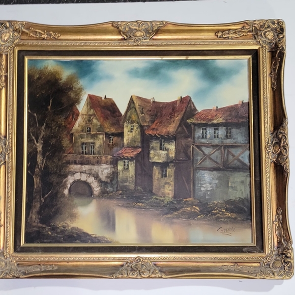 VINTAGE OIL ON CANVAS PAINTING SIGNED BY ITALIAN ARTIST CASALITTI 27X31 " FRAMED - Picture 10 of 12
